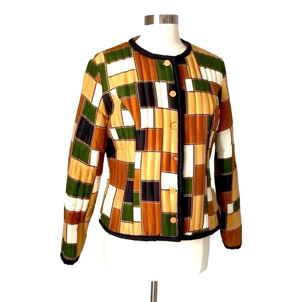 SilkLand‎ Patchwork Quilted Silk Blazer Medium FLAW